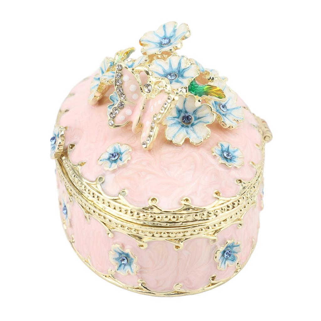 Hand Painted Trinket Box Enamel Vintage Jewelry Storage Box Metal Jewelry   Decorative Rings Earrings Necklace Box