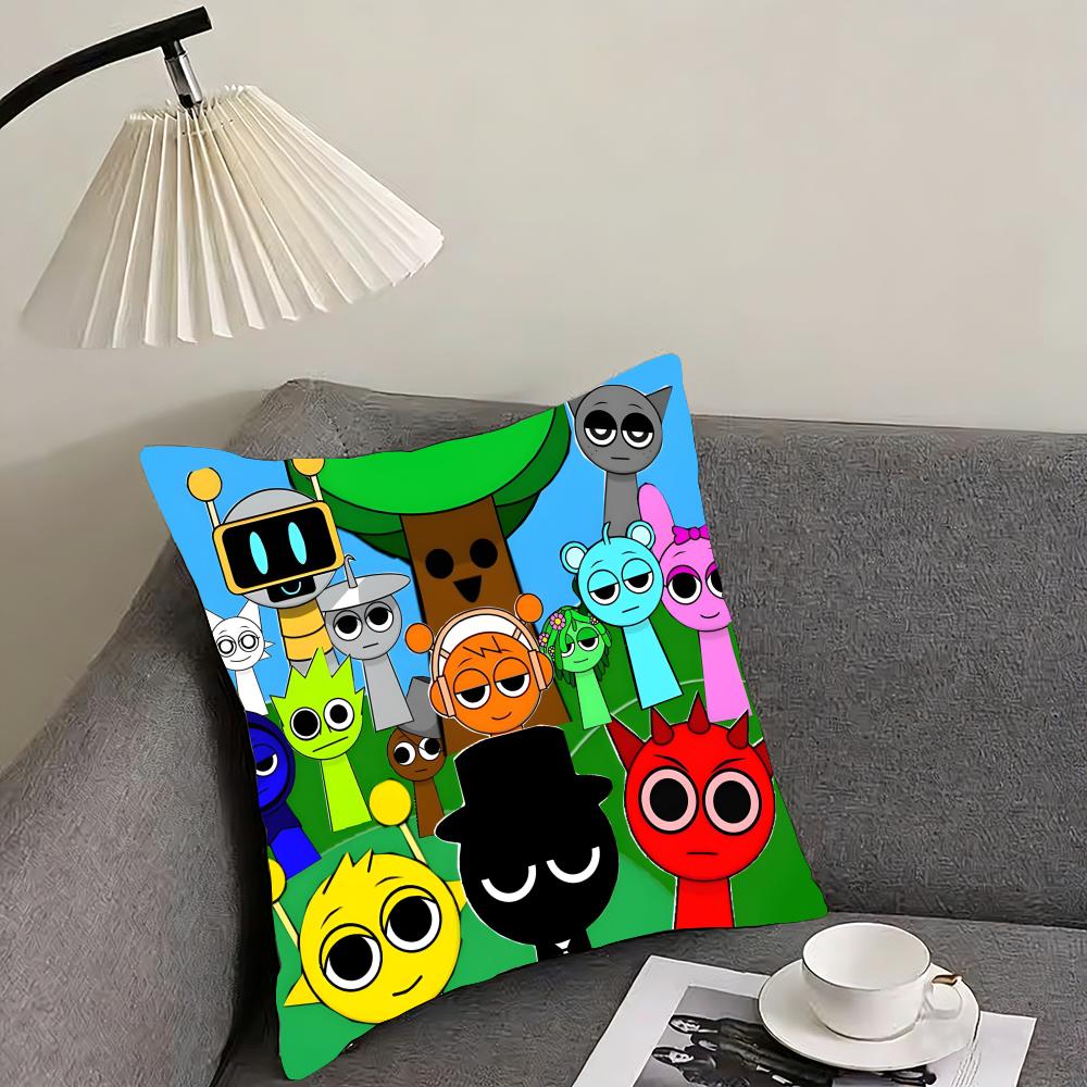 

SSprunki Cartoon Cushion Cover Pillowcase Ultra Soft Skin Friendly Fabric Cloud Like Comfort Concealed Zipper 30x30cm