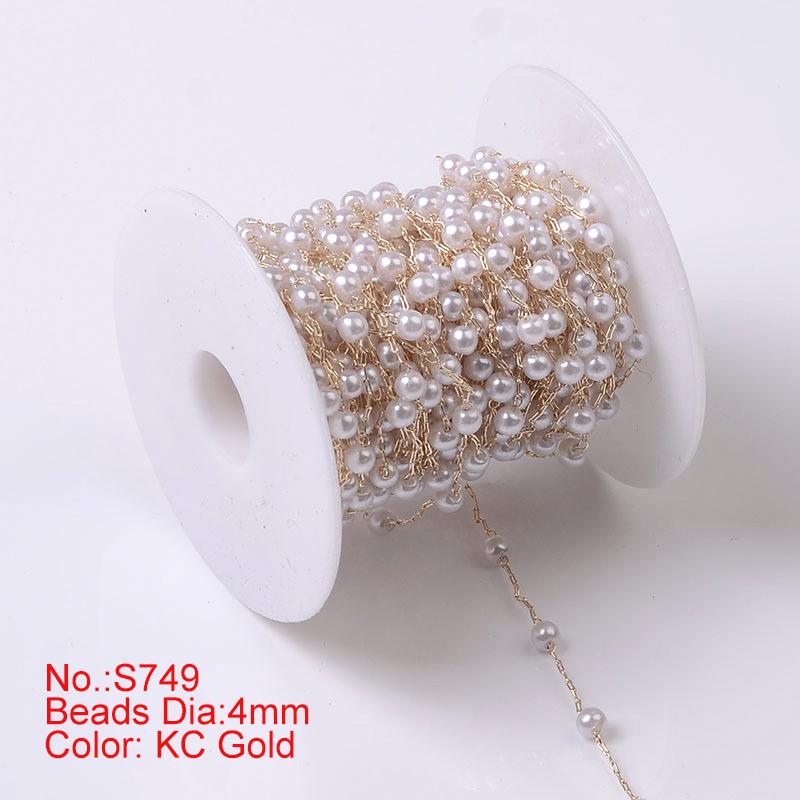 1Meter Beaded Chain Imitation Pearl Chain Copper Necklace Chain Handmade Accessories for Jewelry Making Components Crafts DIY
