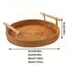Handwoven Handmade Rattan Tray Round Shape Eco-Friendly Wicker Serving Tray with Handles Large Capacity Food Storage Basket