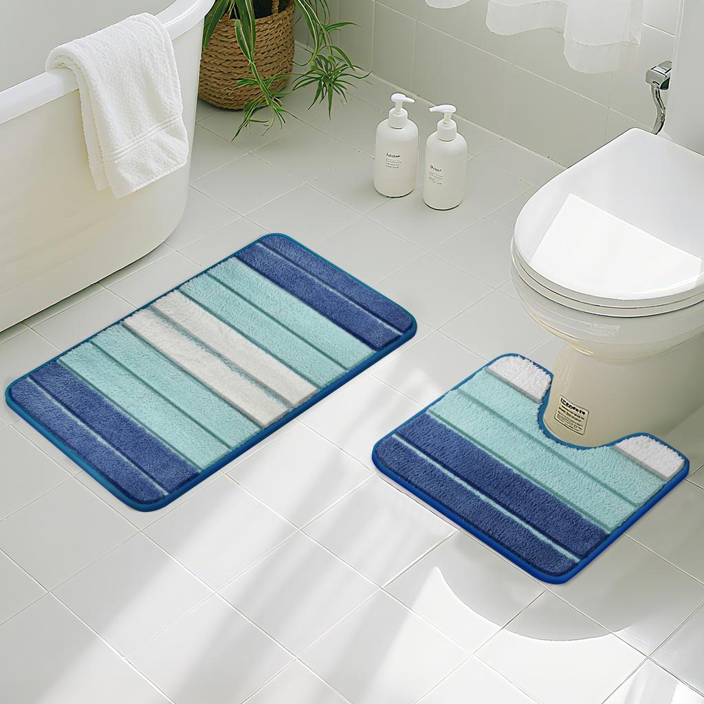 Bath Mat Set 40x60cm and 50x80cm Extra Soft Absorbent Microfiber Non-Slip Washable Rugs for Shower Floor Bathmat Bathroom Decor