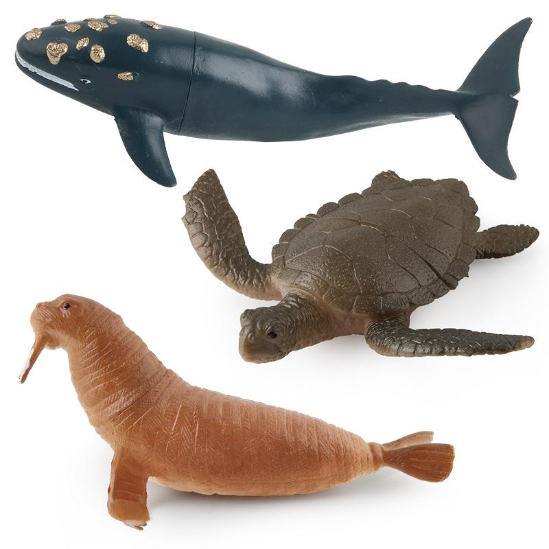 Children'S Cognitive Toy Simulation Model 6-Piece Set Of Marine Creatures, Sea Turtles, Seals, Penguins, Ornaments, Dolls Can Be