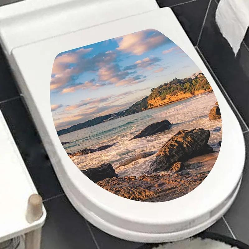 Mehrere Stile Unterwasser Tier Muster Toilettendeckel Aufkleber Badezimmer Dekoration Badezimmer Abnehmbares Gemälde Wandbild Toilettendeckelbezug