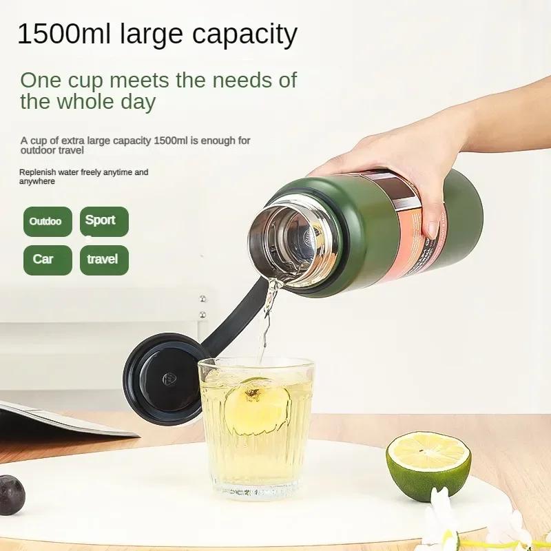 1.5 litre Thermos bottle Outdoor large capacity Stainless steel thermos bottle Portable sports water bottle Insulated flask