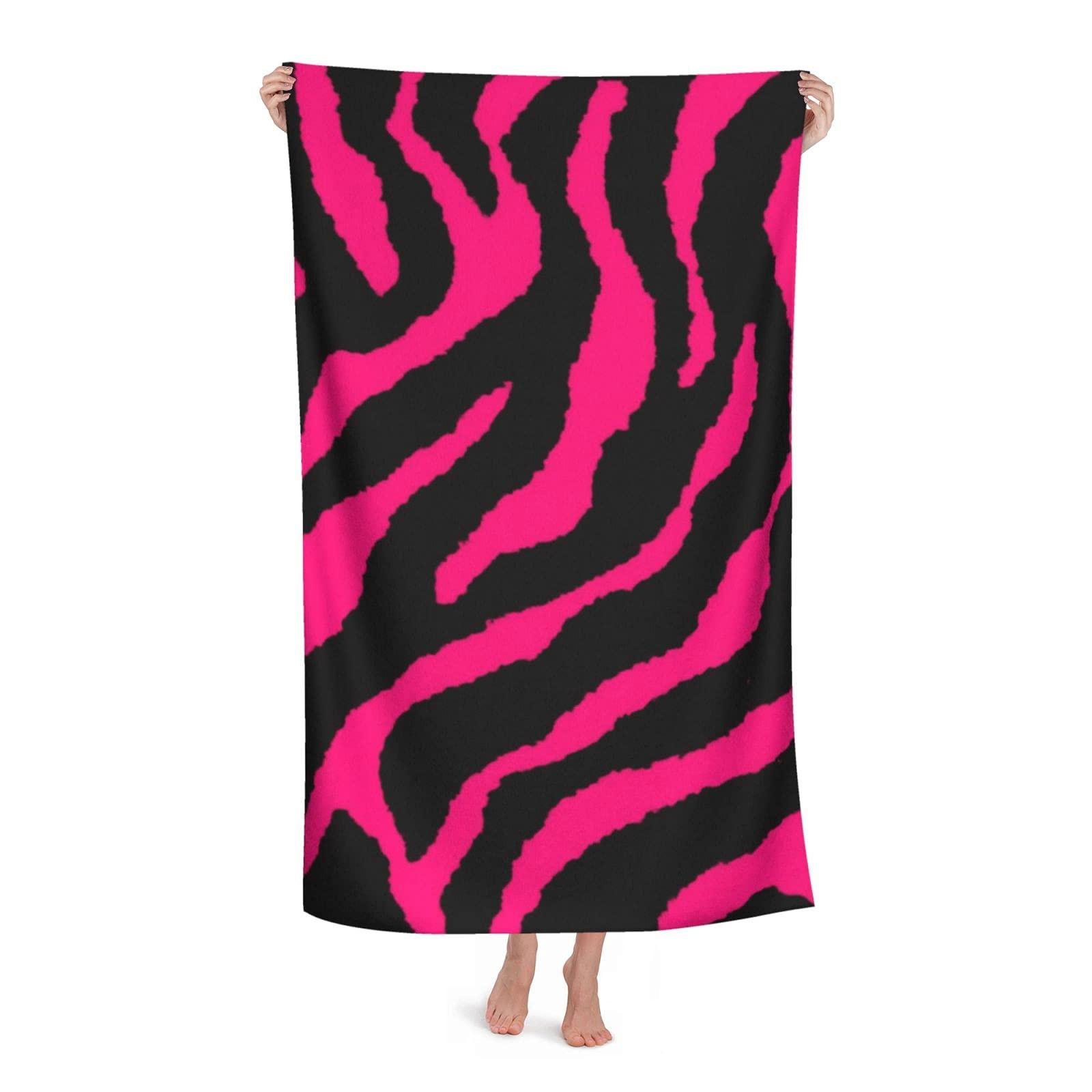 

Zebra Tiger Leopard Pink Microfiber Quick Drying Beach Towel Super Absorbent Towel Sand Free Towel for Kids Teens Adults W30*H60(CM)