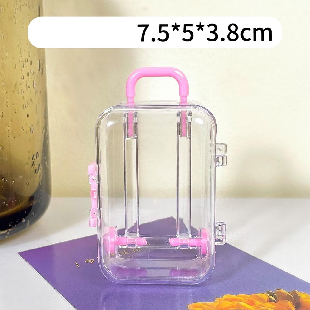 Mini Suitcase Shape Lipstick Bag Women Small Card Luggage Storage Box Dolls Accessories Miniature Trolley Case Travel