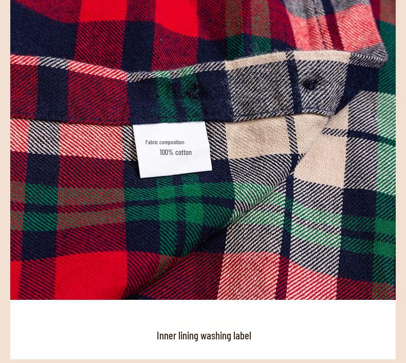 Men's Plus Size Pure Cotton Brushed Plaid Long Sleeve Shirt - Business Casual & Breathable