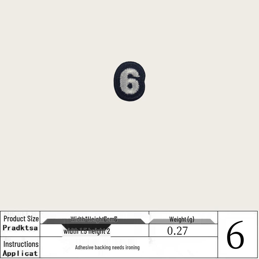 White 0-9 Iron-on Embroidered Number Patches for Clothing