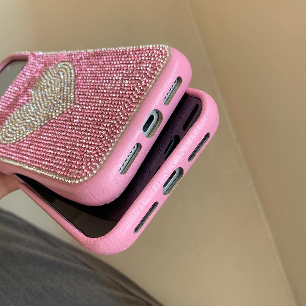 Premium sense three-dimensional flash diamond white background rose red love is suitable for Apple 17promax mobile phone case iphone16 new women's