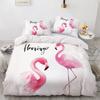 3D Flamingo Duvet Cover King Queen Pink Watercolor Bedding Set for Kids Teens Adults with Pillowcase