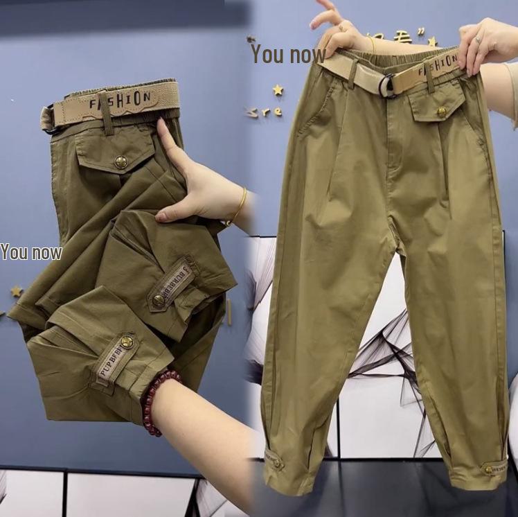 Women's Summer 2024 High-Waist Harem Pants - Casual, Lightweight, Large Size, Cuffed Overalls