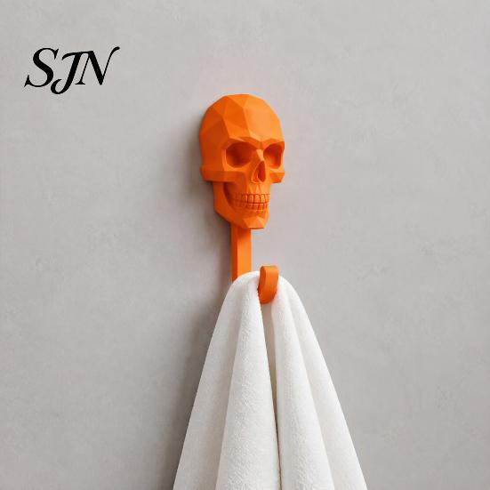 Halloween-Thema Wanddekoration Totenkopf Haken, 3D-gedruckter Gotischer Dekorativer Klebe-Schlüsselhakenhalter, Montierter Aufbewahrungs-Organizer für Zuhause Schlafzimmer Badezimmer