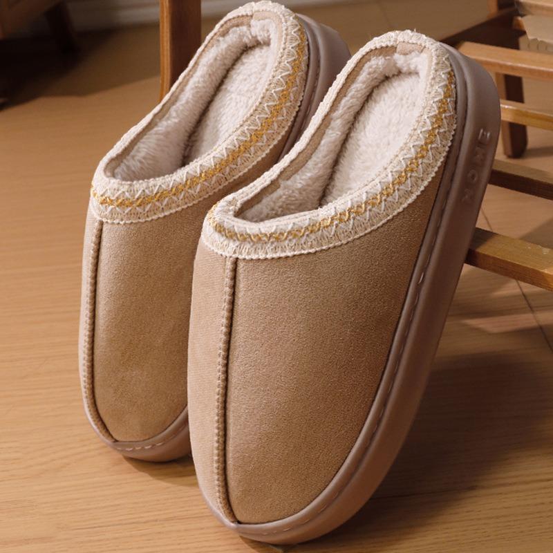 Baotou Mao Mao Slippers Women's Autumn and Winter Cotton Drag Home Couple Warm Thick Bottom Cotton Slippers Men