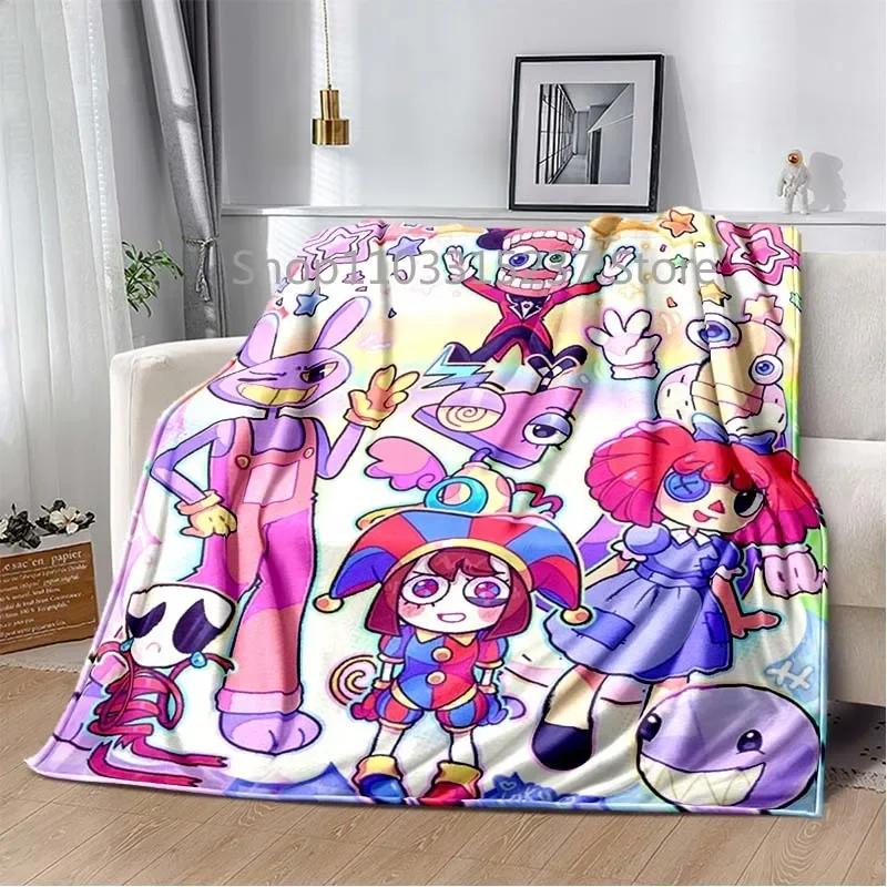 Cartoon Pomni Jax Digital Circus Magie Decken, Kinder Überwurfdecke, für Schlafzimmer Wohnzimmer Sofa Bett Auto, Kinder Geschenk, Decke