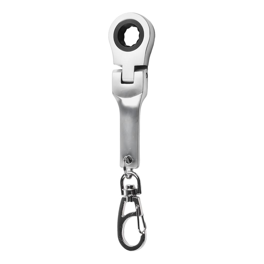 Small 10mm Ratchet Spanner Portable Wrench with Key Chain 180 Degree Rotatable