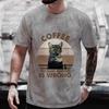 Men's Street Wear Cat Lover Funny Coffee Because Murder Print T-shirt Short Sleeve O-neck Streetwear Summer T Shirts Men