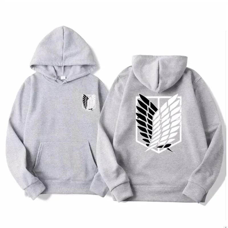 Attack on Titan Herre Hettegenser Anime Hettegensere Menn Kvinner Streetwear Pullover Harajuku Shingeki No Kyojin Hettegensere Genser Klær