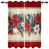 Christmas Ball Poinsettia Print Curtains for Bedroom Living Room Drapes Kitchen Study Room Window Curtain Home Decoration