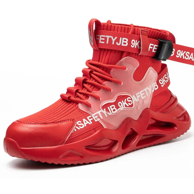 

New Fashion Man Safety Puncture Proof Work Sneakers Lightweight Men Steel Toe Cap Indestructible Male Shoes 36