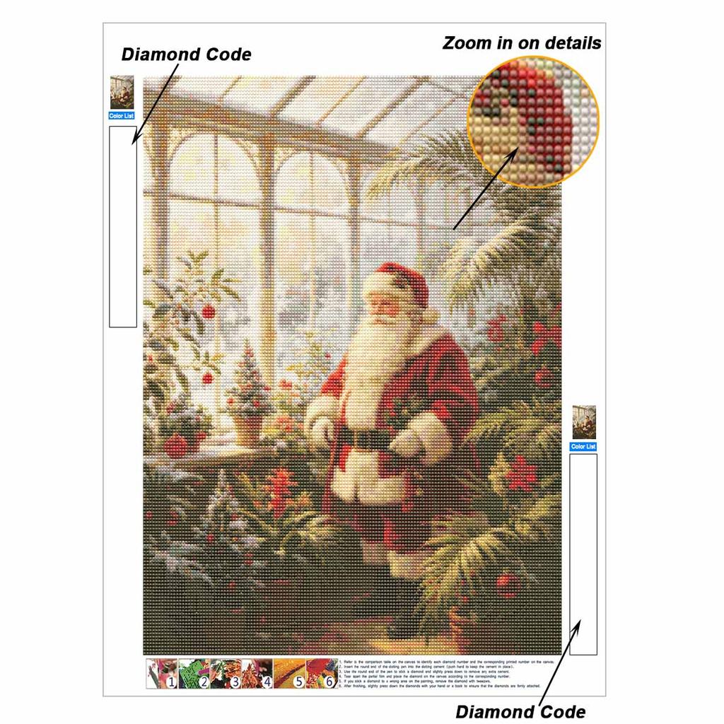 Full Drill Diamond Art Kit Christmas Santa DIY Rhinestone Painting Canvas Creative Handmade Gift for Dog Lovers Holiday Decor