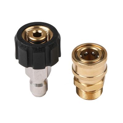 Kit de 2 adaptadores para hidrolavadora M22 de 14 mm/15 mm con conector giratorio hembra para conexión rápida de boquilla de liberación de 3/8" o 1/4".