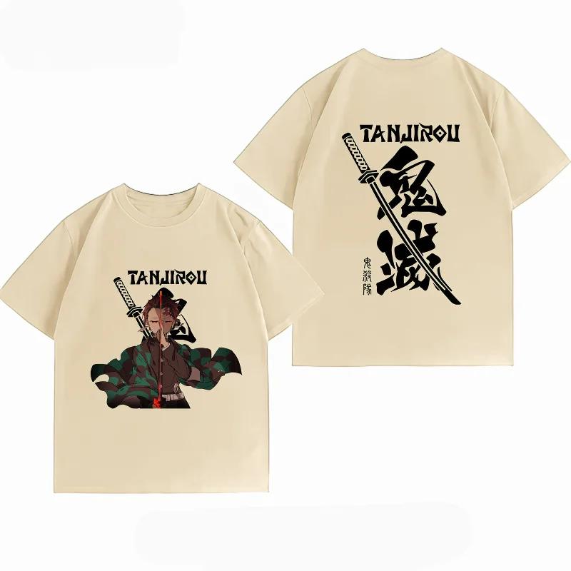 Demon Slayer Tanjiro Kamado Print T-shirt Casual Short Sleeve Cotton Anime Streetwear T-shirt Unisex