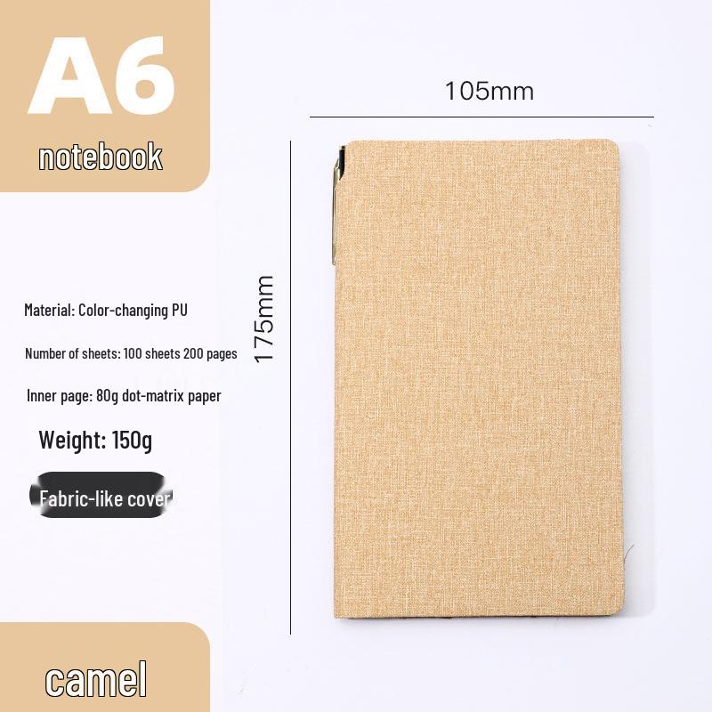 Simple A6 Leather Pocket Notebook with Pen Holder - Ideal for College Students & Business Diaries