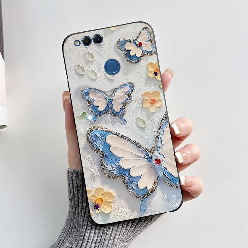 For Honor 7X Case Matte Cover Honor7X 7 X Soft Silicone Cute Cat Cartoon Case For Huawei Honor 7X BND-L21 BND-L22 BND-L24 Coque