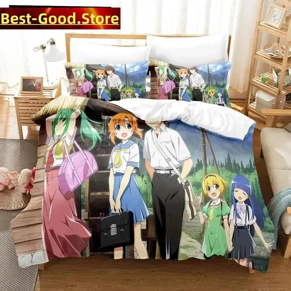 3D Anime Higurashi When They Cry Beding Set Printed Bed Linen Set With Pilowcase Bed Soft Duvet Cover Single Double Quen Super King-Sized Dimensionsd