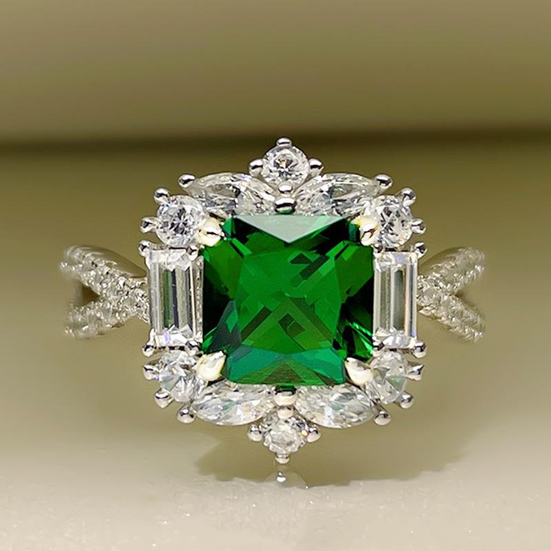 

Групповые кольца для закрепки, искусственные изумрудные кольца, драгоценные камни, повседневная модная одежда, сверкающие кольца с бриллиантами