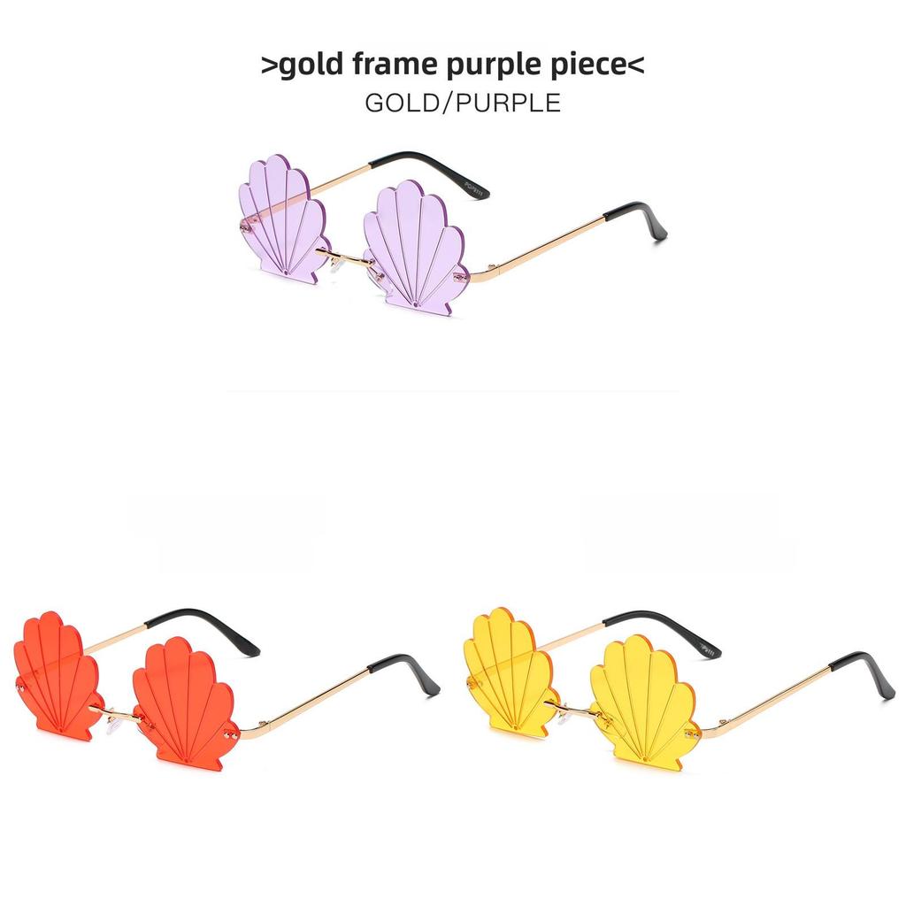 Trendy Frameless Gold Sunglasses With Resin Pink Lenses For Festival And Party Fashion