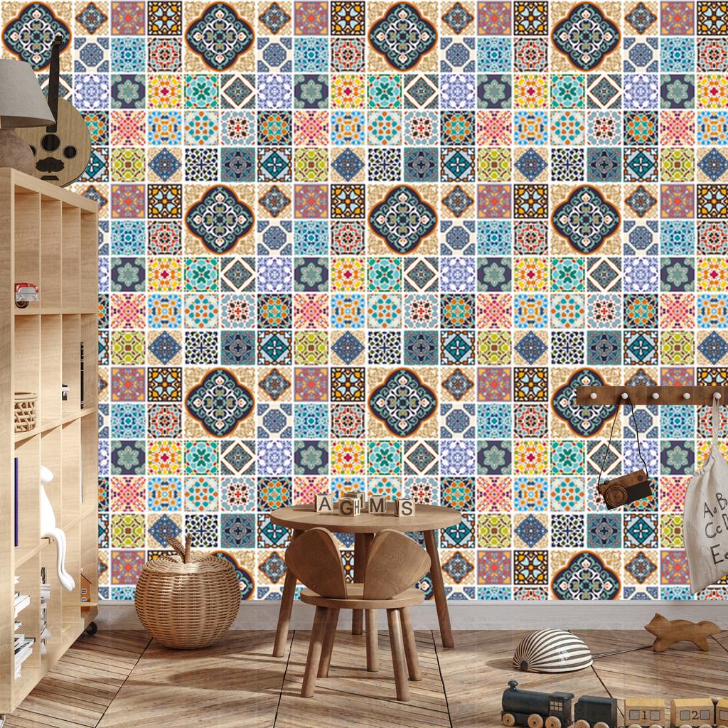Colorful and oriental mosaic wallpaper for living room and bedroom 50x1000