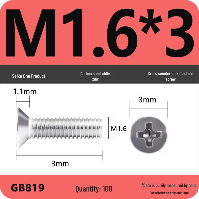 GB819 Zinc-Plated Carbon Steel Phillips Countersunk Screws: M2-M10
