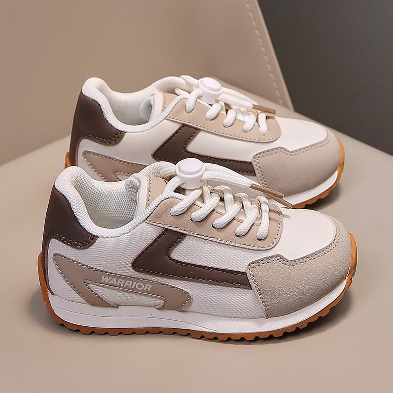 Warrior Stylish Simple Trendy Versatile Easy On And Off Slip Resistant Durable Support Low Top Running Shoes Kids Sneaker Mica-Khaki-Brown WZ-B840T01