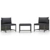 VidaXL Garden Furniture Set 3 Pcs with Cushions Grey Wicker