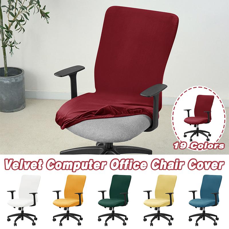 1pc Velvet Computer Office Chair Cover Solid Color Stretch Armchair Slipcover Anti-dirty Rotating Gaming Desk Seat Chair Covers