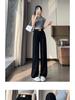 150cm Women's Summer High Waist Ice Silk Wide-Leg Pants - Slim Fit, Straight Leg, Petite 145