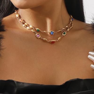 Medieval Trend, National Style, Diamond-encrusted Double-layer Necklace, Luxury and Exquisite Girl Feeling, Making Old Necklace.