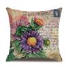 Linen Pillowcase American Rustic Rose Sofa Cushion Cover Retro Style Car Home Soft Decoration