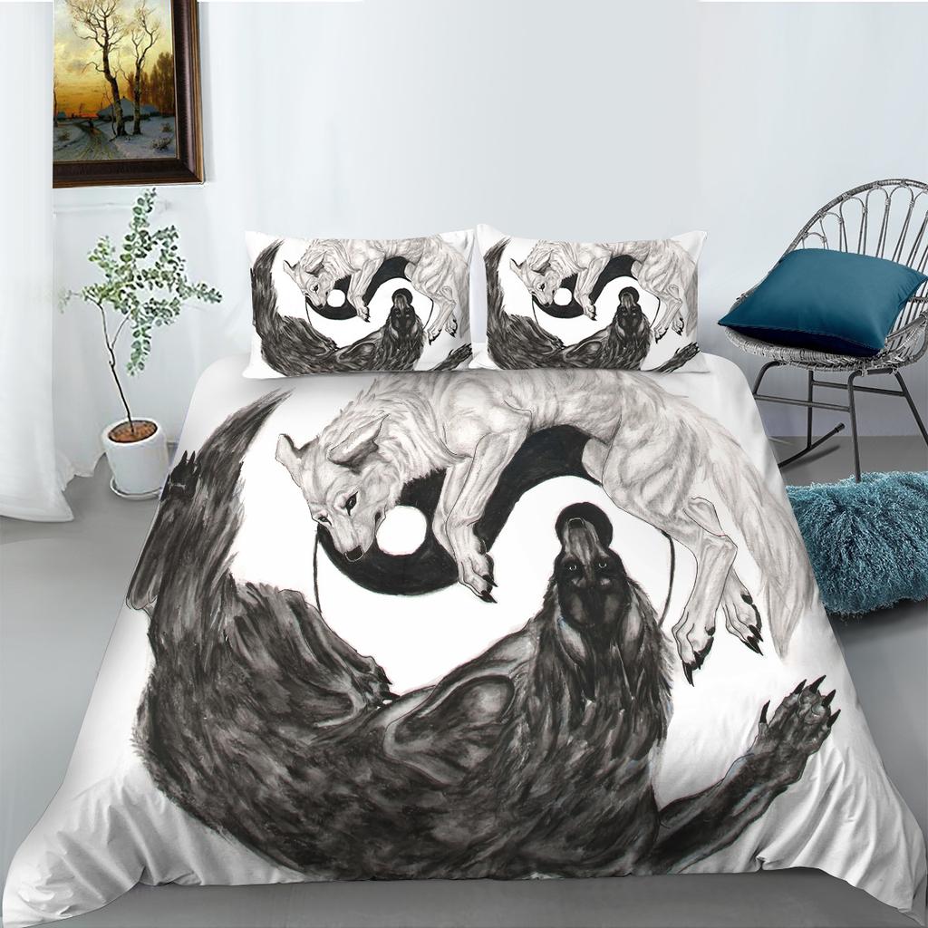 Fashion Wolf Digital Printing Bedding Two Or Three-Piece Set