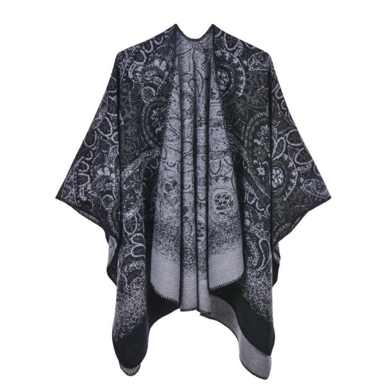 Ladies Scarf Autumn and Winter Thickened Shawl Retro Split Warm Cape Cape Travel Photo Outside