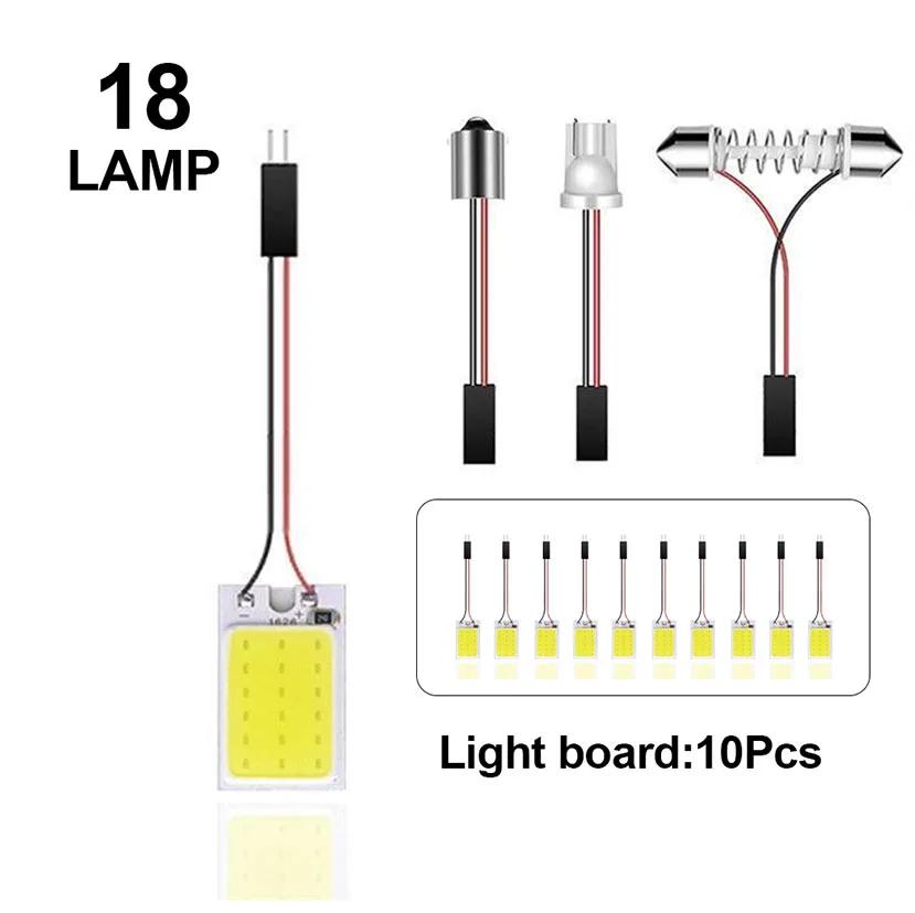 

10 ШТ. Автомобільні світлодіодні панелі 18/24/36/48 SMD T10 BA9s 12V COB Лампа-колба Автомобільне купольне світло Лампи для читання Автомобільні аксесуари для інтер єру
