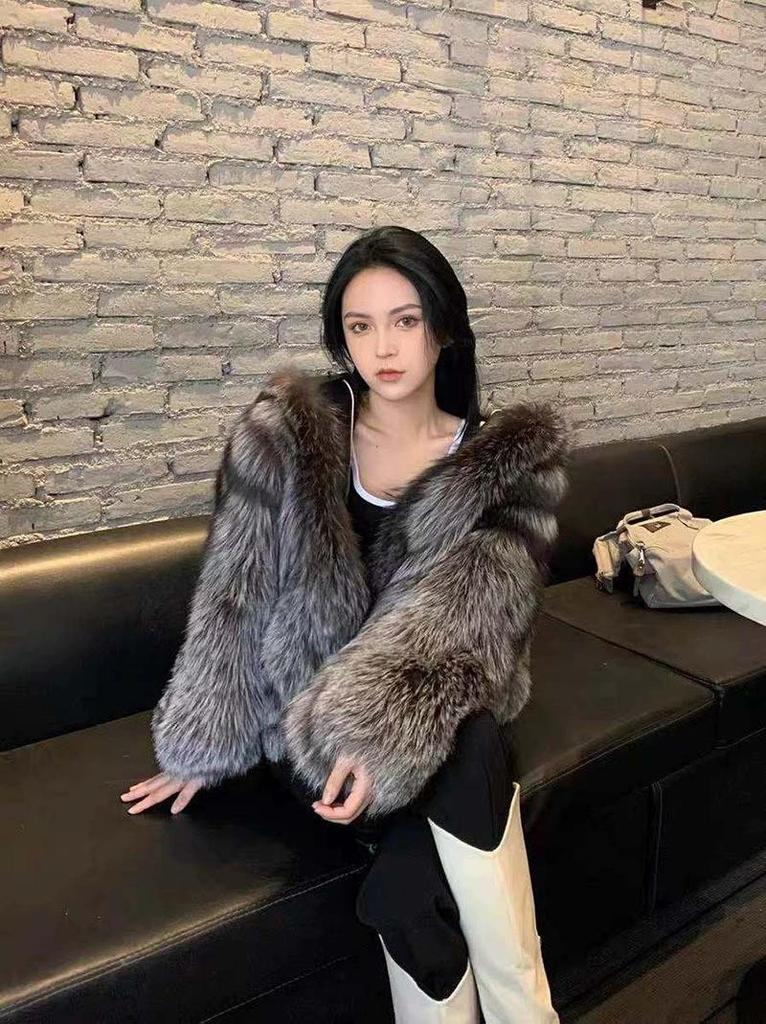 Cappotto da donna con cappuccio in finta pelliccia stile coreano - Caldo invernale pelliccia di volpe