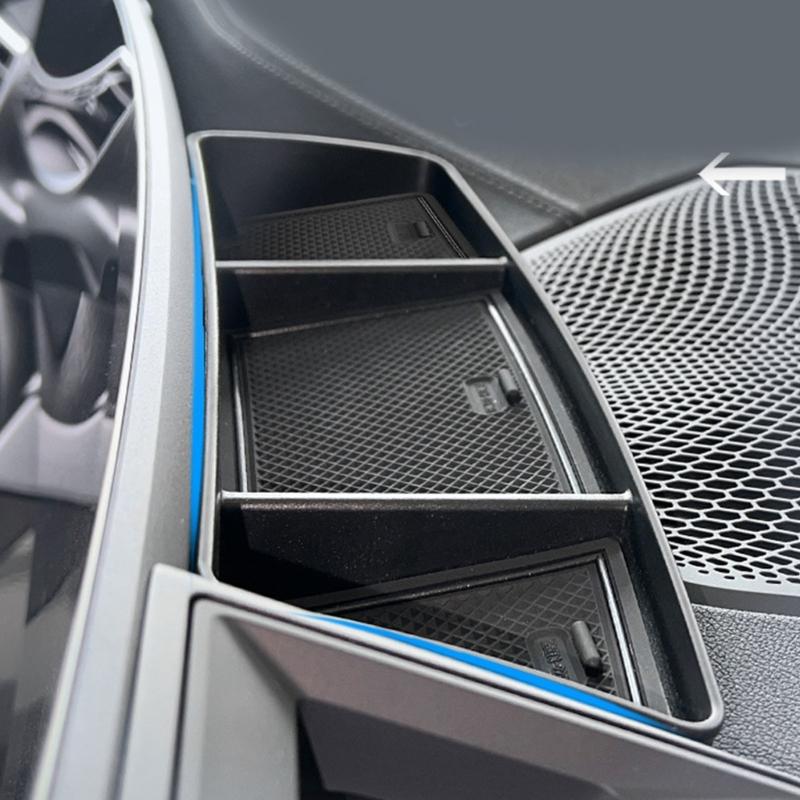 Dashboard Storage Box Behind Screen Organizer ABS+PVC Dashboard Organizer Car Storage Solution Easy To Use for Vehilces