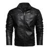 Men's Retro PU Leather Stand Collar Motorcycle Jacket