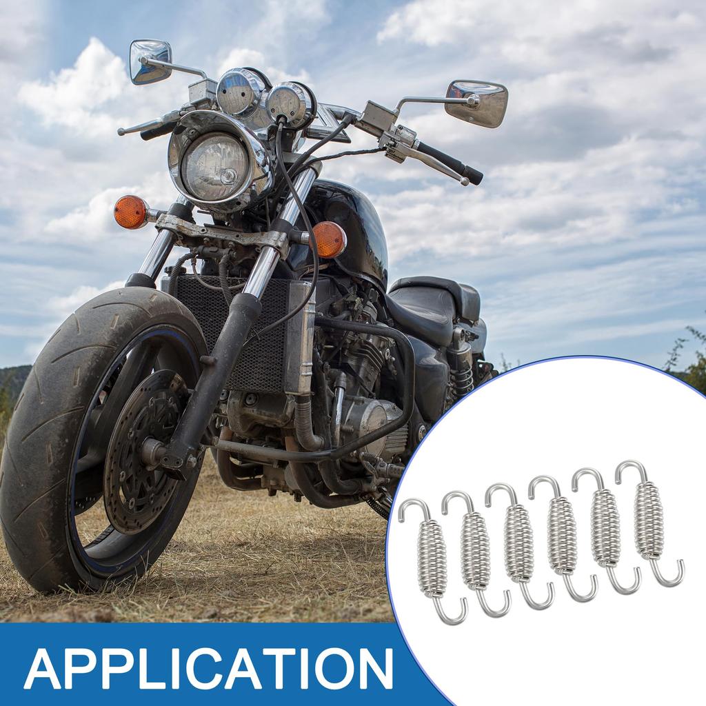 A ABSOPRO Motorcycle Exhaust Pipe Spring 55mm 2.17" Universal Muffler Tube Spring Hook Stainless Steel Silver Tone