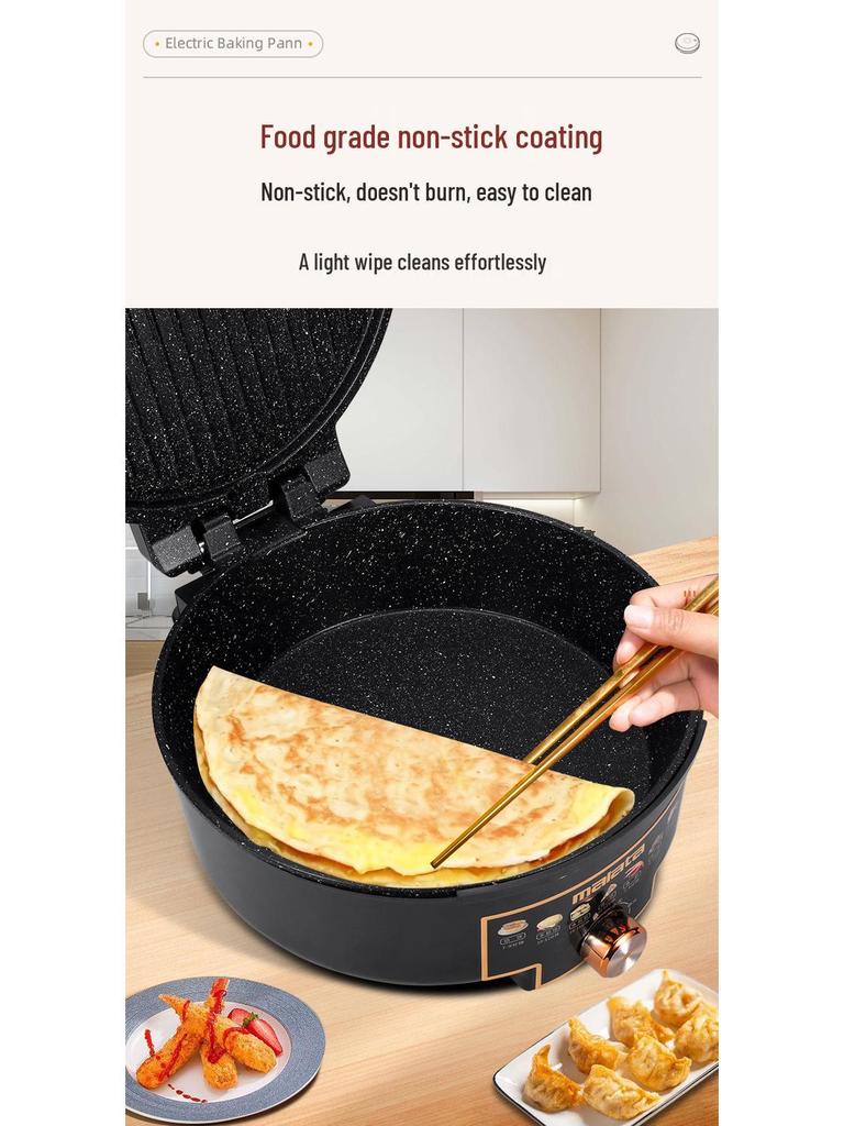 Electric Double-Sided Non-Stick Griddle for Eggs, BBQ, and Pastry