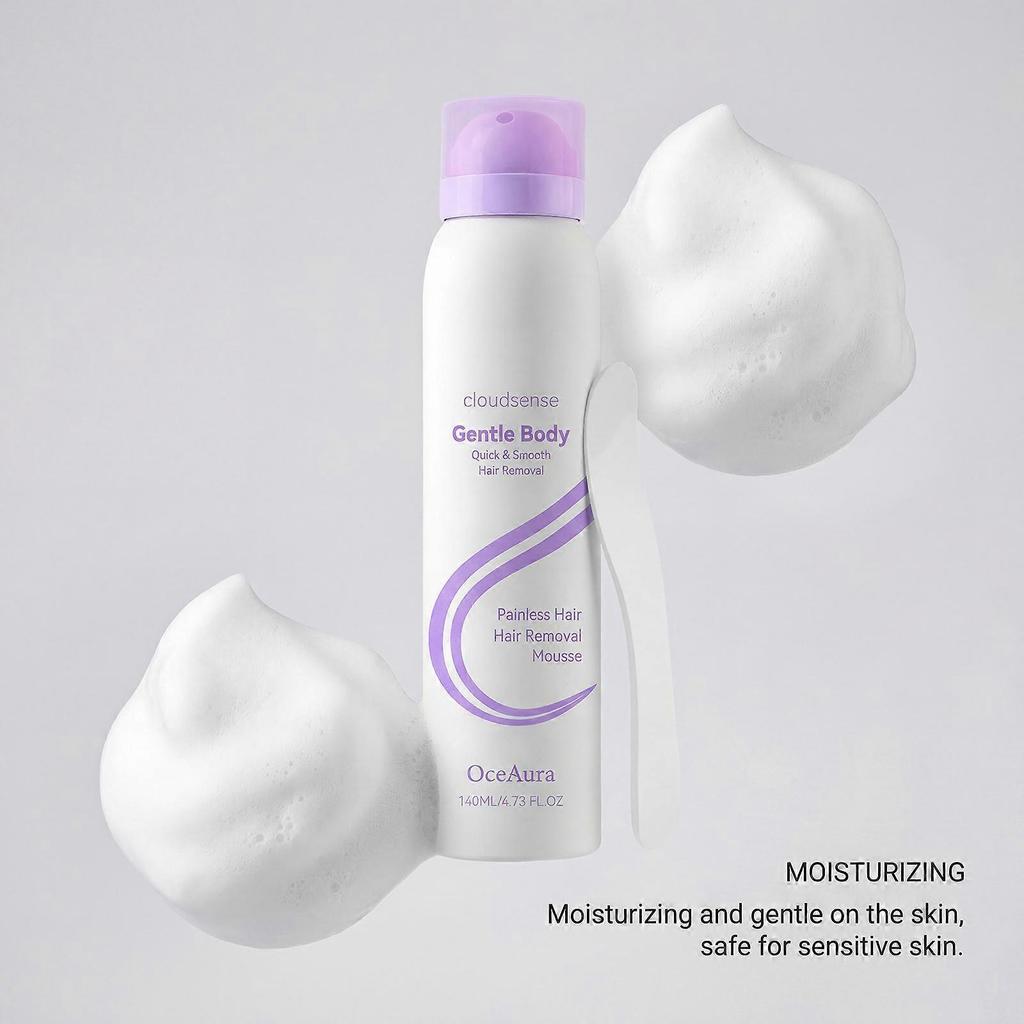 Haarentfernungscreme für empfindliche Haut, schnell wirkend, mit Aloe & Hyaluronsäure, Spray, sanfte Körperhaarentfernung, schmerzfreies Haarentfernungsmousse