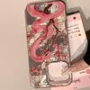 Illustration Pflaumenblüte Rosa Schlange Handyhülle Für iPhone 16 Pro Max 15 14 Plus 13 12 11 XS X XR 7 8 16 Plus SE 16E Hülle