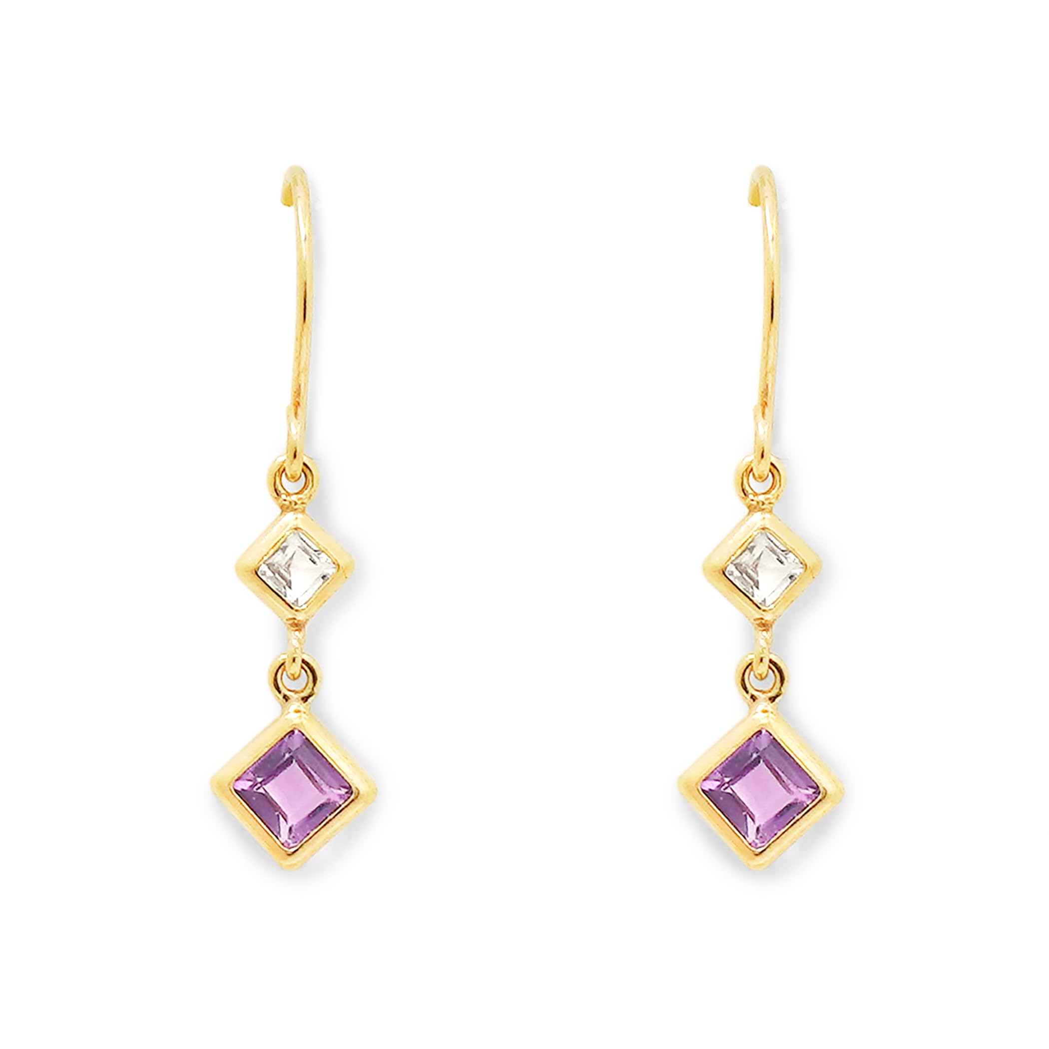 

ESTELLE [Official] Women s Hook Earrings in 10K Yellow Gold with Amethyst (February Birthstone) 0222-9725-0019-0000